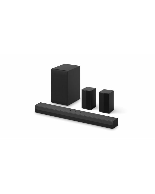 LG S40TR.DEUSLLK black soundbar with 400W power, showcasing sleek design and control buttons on the front.