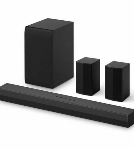 LG S40TR.DEUSLLK black soundbar with 400W power, sleek electronic audio and hifi equipment for immersive sound.