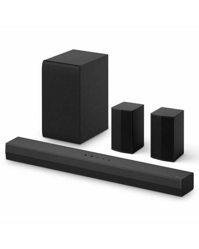 LG S40TR.DEUSLLK black soundbar with 400W power, sleek electronic audio and hifi equipment for immersive sound.