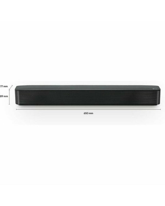 LG SQM1 40W black soundbar for audio and hi-fi, shown in a sleek, compact design with connection ports visible.