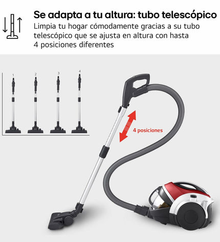 LG VC5506NHTB 650W vacuum cleaner with dust bag, upright design, and adjustable handle for home cleaning and floor maintenance.