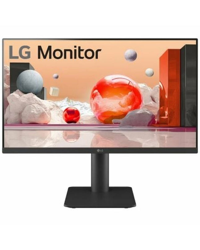 LG Smart TV 25MS550-B showing a vibrant screen with a streaming app interface, in a modern living room setting.