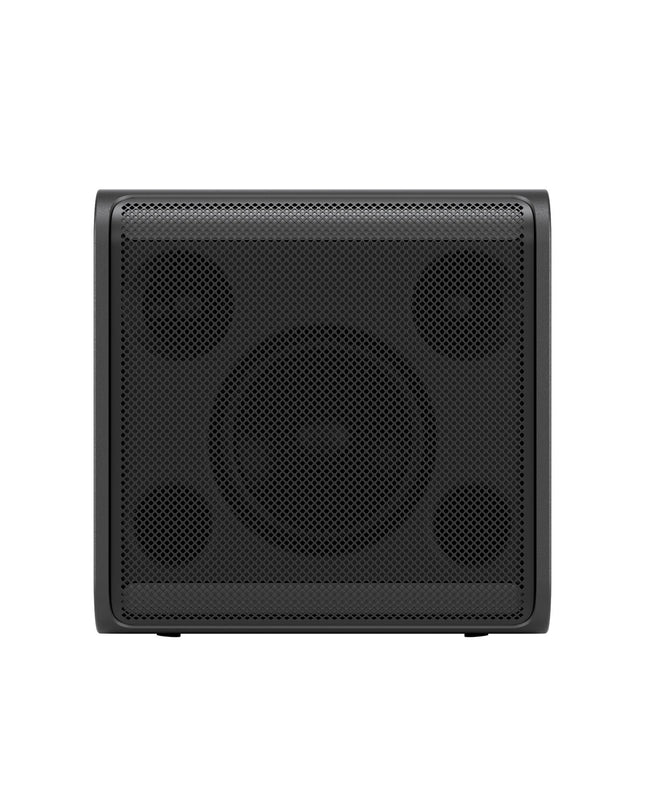 LG STAGE 301 120W black speakers for audio and hi-fi, featuring a sleek design and multiple speaker components.