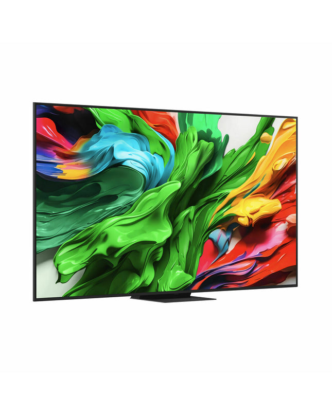LG 86-inch 4K Ultra HD QNED Smart TV with HDR and AMD FreeSync, showing a vibrant home entertainment scene.