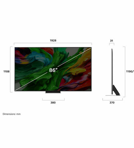 LG 86-inch 4K Ultra HD QNED LED Smart TV with HDR and AMD FreeSync, showing a vibrant, high-resolution screen.