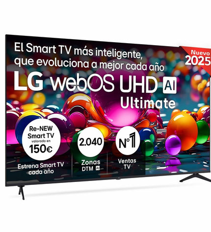 LG 75-inch 4K Ultra HD LED Smart TV with slim bezel and screen displaying vibrant images, ideal for home entertainment.