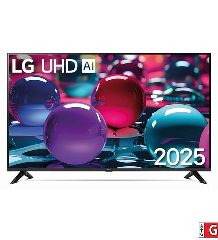 LG 43-inch 4K Ultra HD LED Smart TV with HDR, D-LED technology, displayed in a modern living room setting.