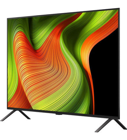 LG 77B56LA 77-inch 4K Ultra HD OLED Smart TV displaying vibrant picture and sleek black frame in a modern living room setting.