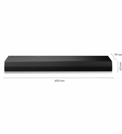 LG Soundbar S20A for audio and hi-fi, sleek black electronic device with control buttons and speaker grill, designed for enhanced TV sound.