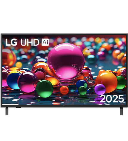 LG 50-inch 4K Ultra HD LED Smart TV with slim black bezel and screen displaying vibrant images in a modern living room setting.