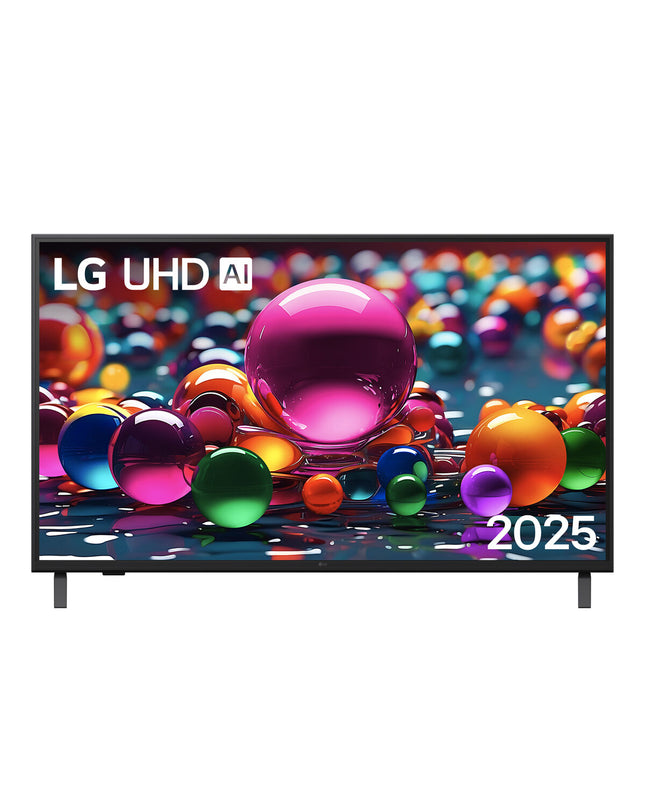 LG 50-inch 4K Ultra HD LED Smart TV with slim black bezel and screen displaying vibrant images in a modern living room setting.