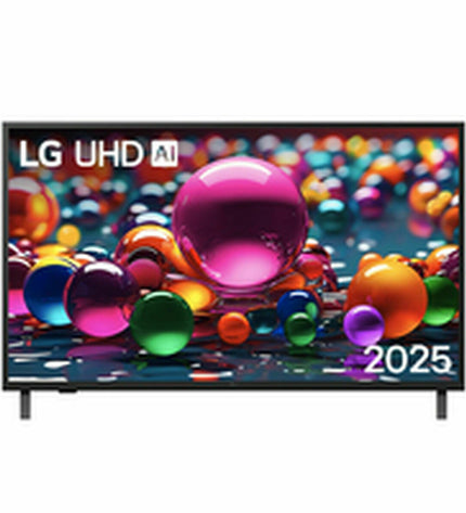 LG 50-inch 4K Ultra HD LED Smart TV displaying vibrant screen with sleek black frame, perfect for home entertainment.