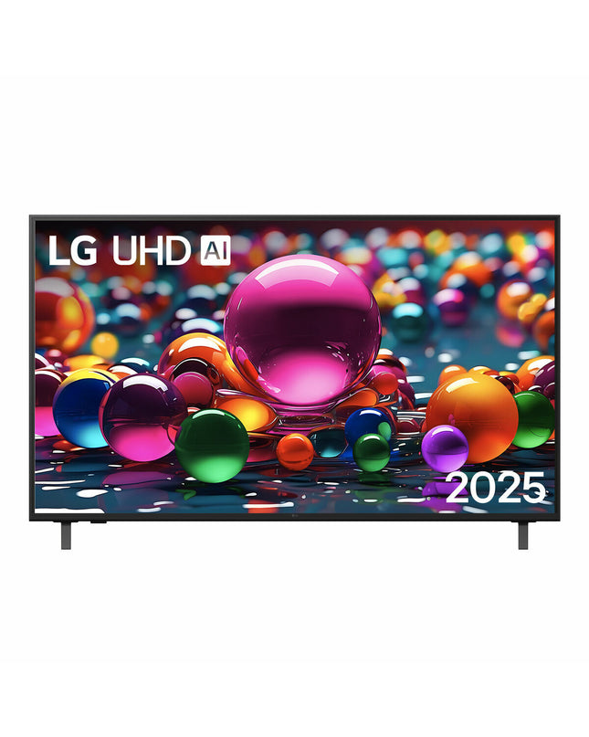 LG 55-inch 4K Ultra HD LED Smart TV displaying vibrant screen with sleek black frame and thin bezel.