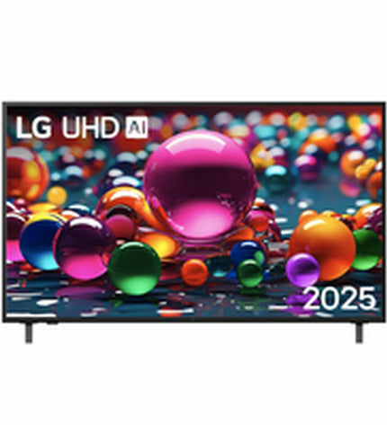 LG 55-inch 4K Ultra HD LED Smart TV displaying vibrant colors and a sleek modern design in a living room setting.