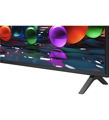 LG 55-inch 4K Ultra HD LED Smart TV with sleek black frame, modern electronic design, and screen displaying vibrant visuals.