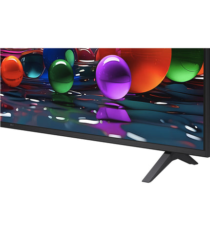 LG 65-inch 4K Ultra HD LED Smart TV displaying vibrant home screen with remote control nearby