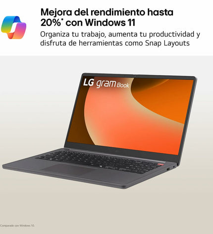 LG 15U50T-G.AA56B 15-inch laptop with QWERTY Spanish keyboard, 16GB RAM, 512GB SSD, shown open with keyboard and screen visible.