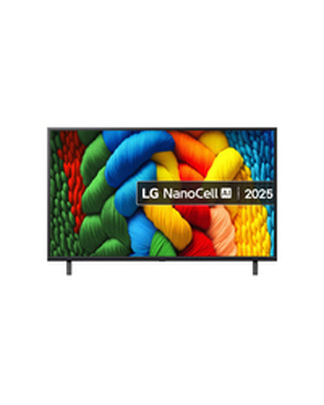 LG 43NANO80A6BAEU 4K Ultra HD LED Smart TV with NanoCell display, HDR, and sleek black screen, perfect for home entertainment.