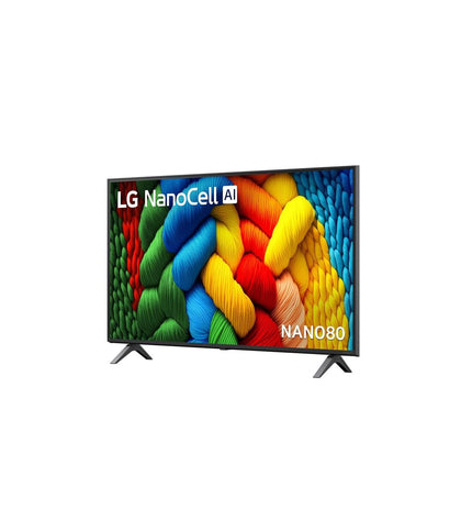 LG 43NANO80A6BAEU 4K Ultra HD LED Smart TV with NanoCell display, HDR, and slim design, ideal for home entertainment.