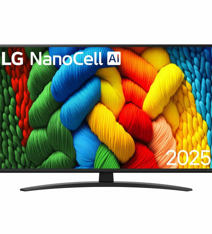 LG 75NANO81A6A 75-inch 4K Ultra HD HDR NanoCell TV with sleek black bezel and slim design for home entertainment.