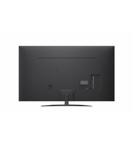 LG 75NANO81A6A 75-inch 4K Ultra HD HDR NanoCell smart TV displaying a vibrant home screen with colorful icons and sleek black frame.
