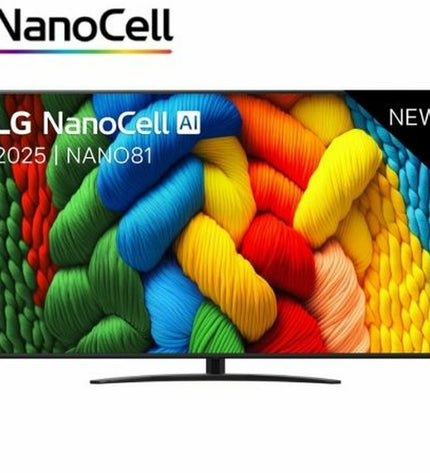 LG 75NANO81A6A 75-inch 4K Ultra HD HDR NanoCell Smart TV showing a vibrant home entertainment display