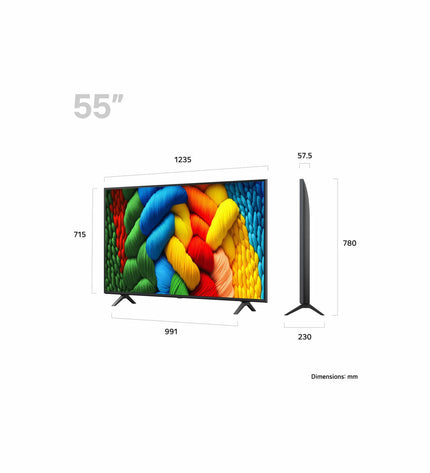 LG 55NANO80A6B 55-inch 4K Ultra HD LED Smart TV with HDR and NanoCell technology, sleek screen displaying vibrant colors