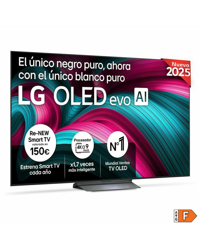 LG 77C54LA 77-inch 4K Ultra HD HDR OLED smart TV displaying vibrant images and sleek design in a modern living room setting.