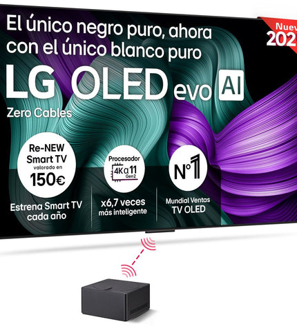 LG OLED83M59LA Smart TV displaying vivid images on a sleek screen, perfect for home entertainment and video streaming.
