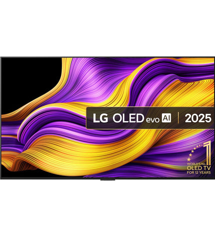 LG 55G54LW 4K Ultra HD OLED Smart TV showing vibrant HDR images and sleek black frame in a modern living room setting.