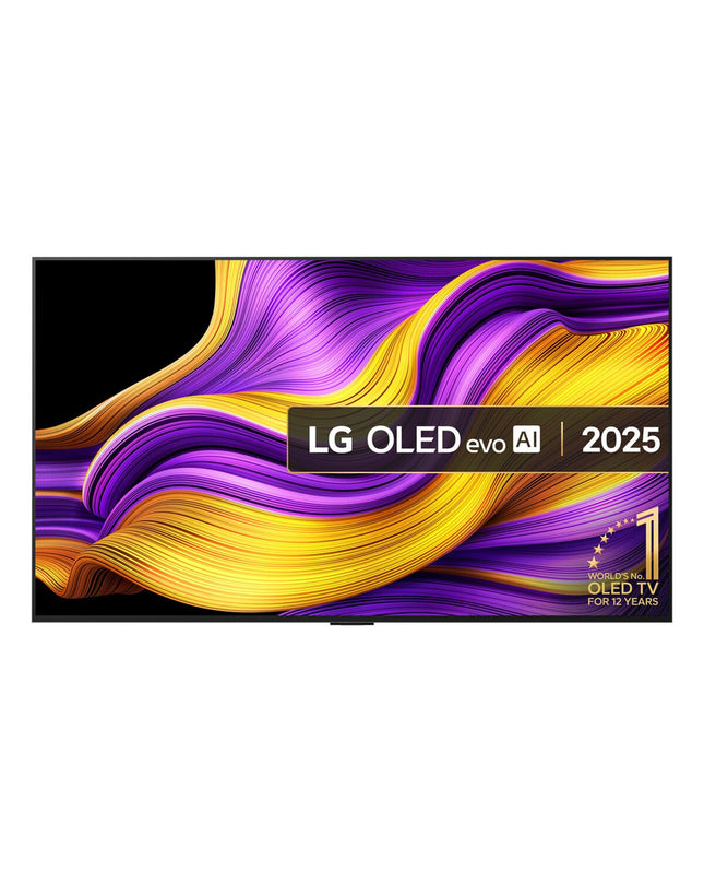 LG 55G54LW 4K Ultra HD OLED Smart TV showing vibrant HDR images and sleek black frame in a modern living room setting.