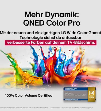 LG 100QNED86A6 100-inch 4K Ultra HD LED Smart TV with HDR and AMD FreeSync, featuring QNED technology, shown in a living room setting.