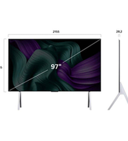 LG OLED97M59LA 97-inch 4K Ultra HD Smart TV with HDR, featuring a sleek design and vibrant OLED display for home entertainment.