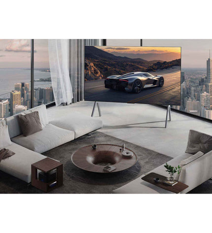 LG OLED97M59LA 97-inch 4K Ultra HD Smart TV with HDR, sleek screen, and slim black bezel for immersive home entertainment.