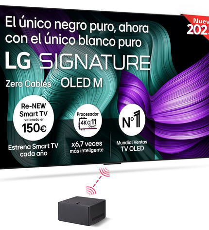 LG OLED97M59LA 97-inch 4K Ultra HD Smart TV with HDR, sleek screen displaying vibrant colors and modern design.