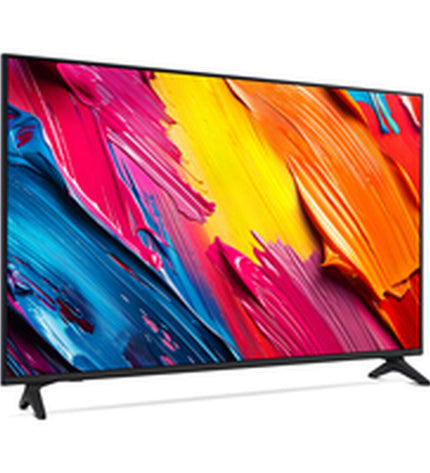 LG 55QNED70A6A.AEU 4K Ultra HD QLED Smart TV showing vibrant screen with sleek black bezel and slim design.