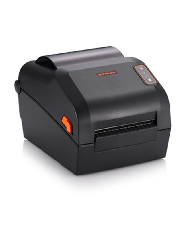 Bixolon XD5-40DEK label printer for office use, featuring compact design and control panel, black and silver finish.