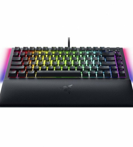 Razer BlackWidow V4 gaming headset with microphone, black color, wired plug-and-play design for consoles and electronic gaming.
