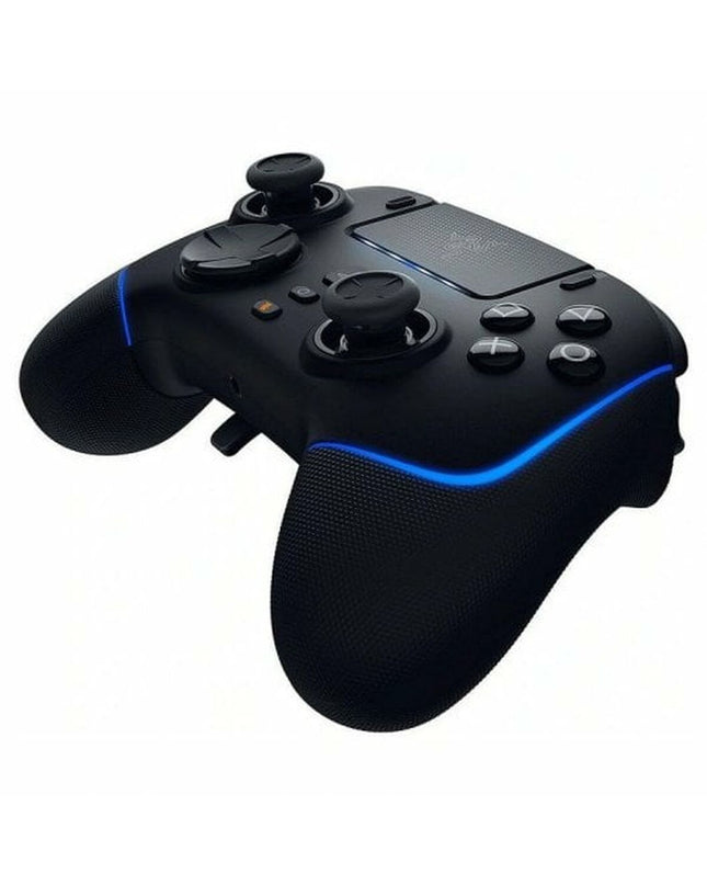 Black Razer RZ06-04710100-R3G1 gaming remote control for plug and play gaming consoles, with multiple buttons and ergonomic design.