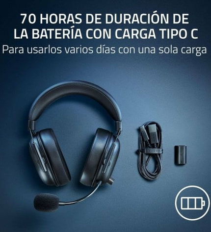 Razer Blackshark V2 Hyperspeed gaming headset with microphone, black design, wired connection, designed for consoles and gaming.