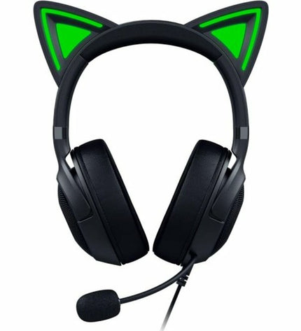 Razer gaming headset with microphone for plug-and-play consoles, featuring over-ear design and adjustable headband.