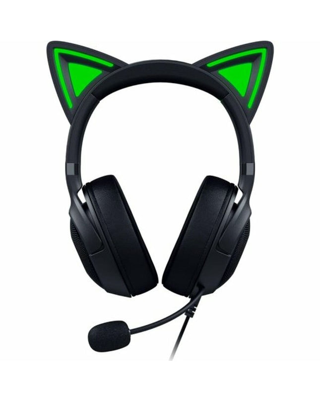 Razer gaming headset with microphone for plug-and-play consoles, featuring over-ear design and adjustable headband.