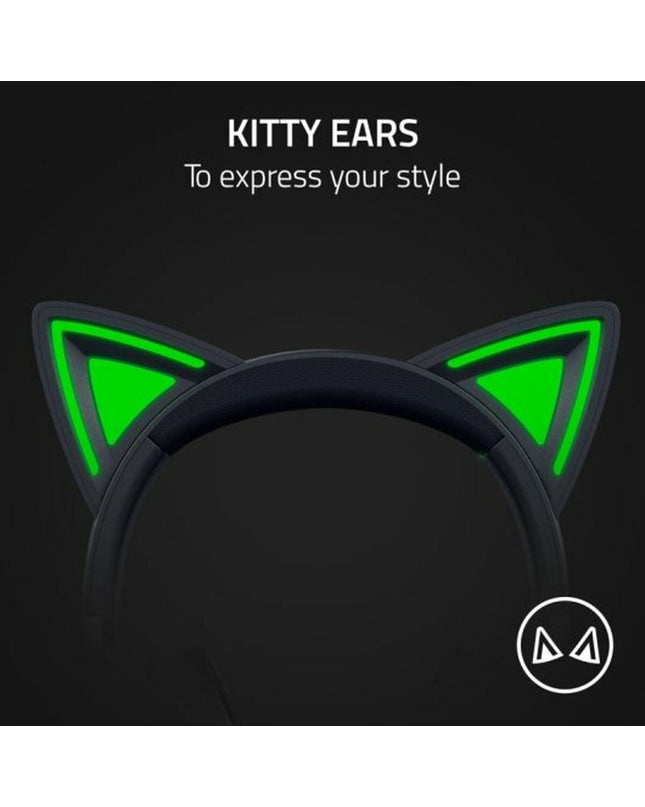 Razer gaming headset with microphone for plug-and-play consoles, black design with adjustable headband and cushioned ear cups.