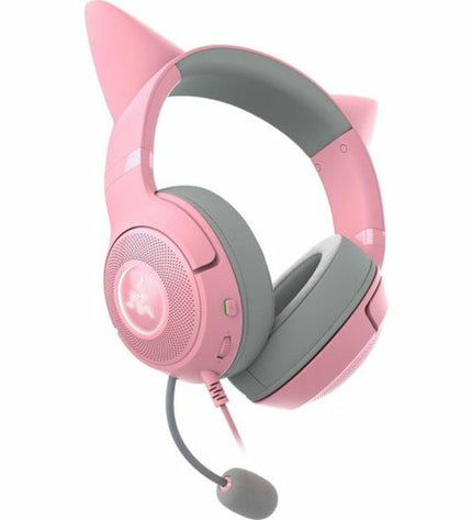 Razer gaming headset with microphone, black design, over-ear cups, wired connection for plug & play gaming on consoles