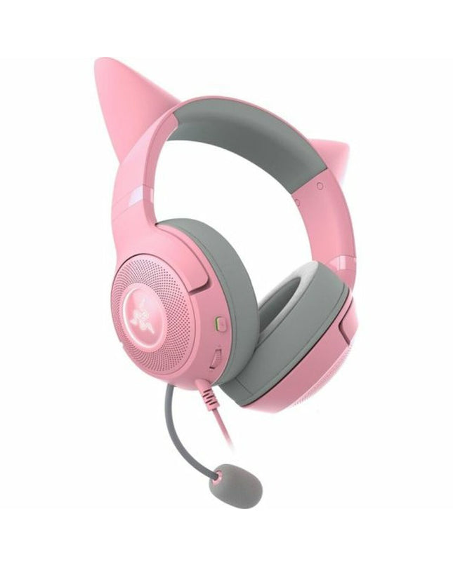 Razer gaming headset with microphone, black design, over-ear cups, wired connection for plug & play gaming on consoles