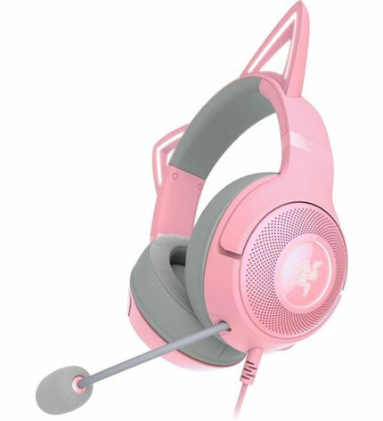 Razer gaming headset with microphone for plug-and-play consoles, featuring cushioned ear cups and adjustable headband.