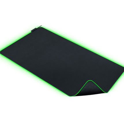 Razer Goliathus Chroma black gaming mouse pad, Razer logo, with RGB lighting, designed for seamless gaming on electronic devices