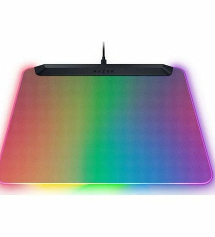 Razer Firefly V2 Pro gaming mouse pad with LED lighting, electronic plug-and-play design for gaming consoles and computers.