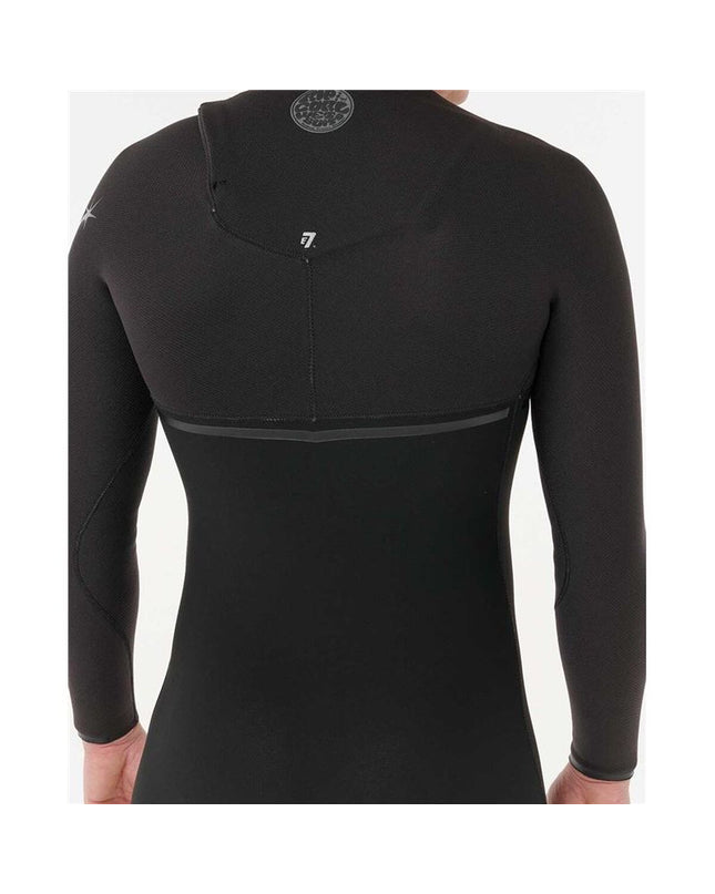 Black Rip Curl E-Bomb ZF 32 neoprene wetsuit for watersport, featuring smooth design and flexible material for comfort.