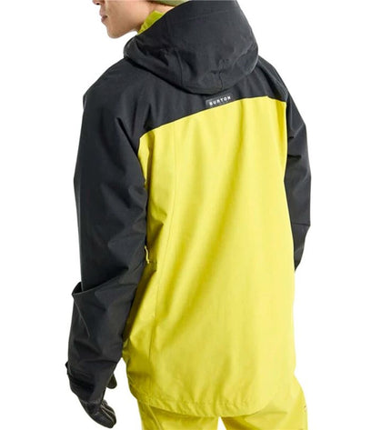 Yellow Burton Lodgepole rain jacket for outdoor activities, featuring waterproof material and adjustable hood, suitable for camping and hiking.